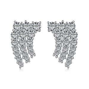 Elegante S925 Sterling Silber Flügel Quasten Ohrringe mit funkelndem Zirkon für Hochzeiten