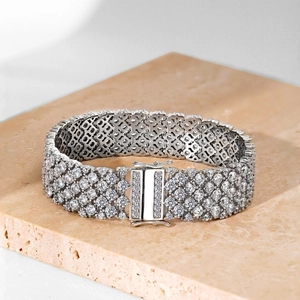 Luxurious S925 sterling silver four-row tennis bracelet with sparkling zircon stones