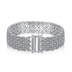Luxury S925 sterling silver multi-row sparkling zircon mesh tennis bracelet for women