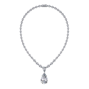 Collier luxueux en argent 925 avec pendentifs en zircon poire pour mariage et gala