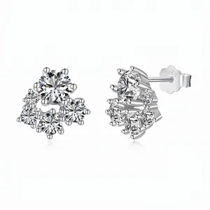 Boucles d'Oreilles Clous Flocon de Neige en Argent Sterling 925 pour Femmes Avec Zirconia Brillant Bijoux Électroplaqués