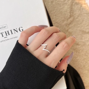 S925 sterling silver open ring with white enamel and marquise cut zircon stone