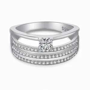 925 Sterling Silver Zirconia Ring For Women Elegant Multi-Layer Stackable Wedding Finger Ring Luxury Commute Jewelry Gift