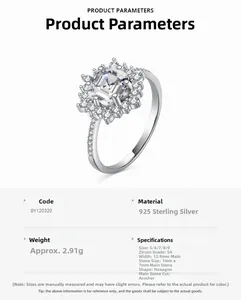 Détail macro d'une bague S925 en argent avec zircon taille Asscher 7mm et pavé de diamants