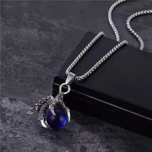 Punk Dragon Claw Pendant Necklace Retro Gothic Alloy Artificial Pearl Dragon Ball Necklaces For Men Women Hip Hop Streetwear Jewelry Gift