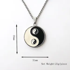 Retro Tai Chi Yin Yang pendant necklace with 31mm width and 35mm height dimensions
