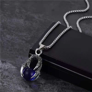 Vintage Gothic Legierung Drachenkralle Anhänger Halskette Durchscheinende Kugel Gothic Punk Hip Hop Streetwear Schmuck Unisex Accessoire