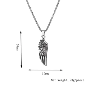 Vintage silver feather pendant necklace for men and women with size dimensions