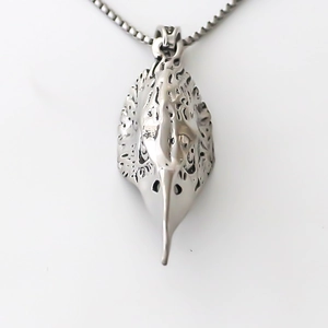 Hip hop eagle skull pendant necklace with silver finish and intricate gothic textures