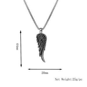 Collana con ciondolo ad ala retrò argento antico dimensioni 64mm x 20mm unisex