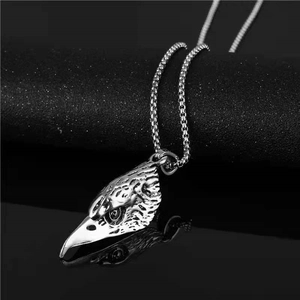 Vintage Alloy Eagle Head Pendant Necklace For Men Hip Hop Punk Streetwear Jewelry Distressed Silver Animal Sweater Chain