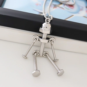 Collier Pendentif Robot Mécanique en Alliage Créatif Style Punk Industriel Élément Vis Écrou Bijoux Unisexe Mode de Rue