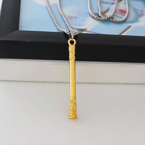 Retro golden Ruyi Jingu Bang staff pendant necklace with cloud patterns for men and women