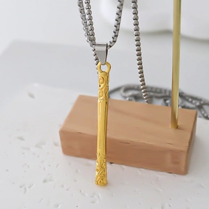 Vintage golden staff pendant necklace with box chain for men and women in street style