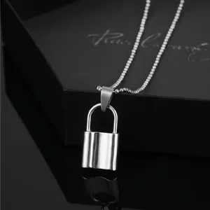 Minimalist Alloy Padlock Pendant Necklace For Women Men Silver Color Box Chain Hip Hop Streetwear Fashion Jewelry Accessories