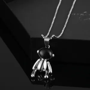 Collier Pendentif Ours Astronaute En Alliage Pour Unisexe Hip Hop Streetwear Couleur Argent Bijoux Astronaute Accessoire Cadeau