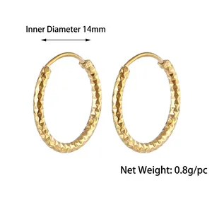 Golden spiral spring earrings with rhombic texture and 14mm inner diameter detail