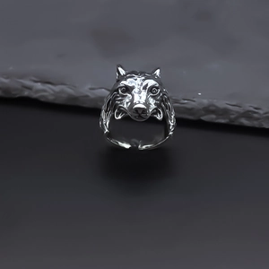 Vintage Wolf Head Animal Open Ring For Men Women Antique Alloy Electroplated Adjustable Punk Gothic Fashion Finger Jewelry