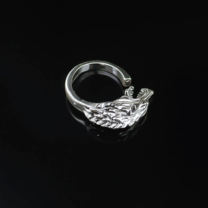 Vintage Punk Wolf Head Adjustable Opening Ring For Men Women Gothic Retro Alloy Animal Carved Statement Biker Finger Jewelry