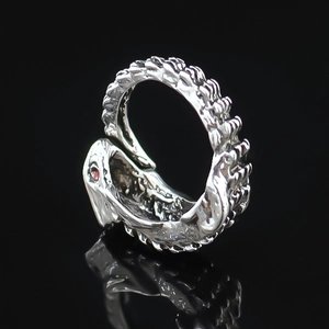 Vintage Punk Alloy Chameleon Lizard Open Ring For Men Retro Silver Dragon Adjustable Hip Hop Gothic Animal Jewelry Ring