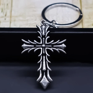 Gothic Retro Cross Pendant Keychain Alloy Metal Keyring For Backpack Phone Case Hanging Ornament Punk Jewelry Gift Unisex