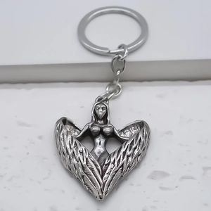 Porte-clés gothique en alliage d'argent avec pendentif d'aile d'ange pour accessoires