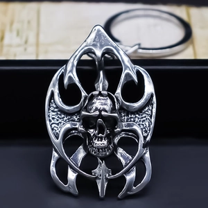 Punk Gothic Skull Keychain Metal Alloy Skeleton Head Pendant Street Hip Hop Fashion Key Ring Accessory For Men Women