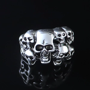 Vintage Punk Gothic Alloy Skull Ring For Men Hip Hop Rock Adjustable Open Finger Ring Fashion Jewelry Silver Color