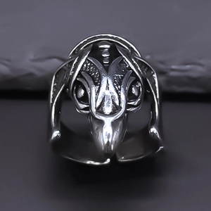 Vintage Alloy Eagle Head Totem Open Ring Antique Silver Adjustable Gothic Punk Streetwear Jewelry For Men Women Daily Finger Ring