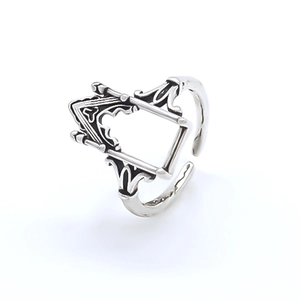 Vintage gothic style gate ring with intricate carvings and adjustable open band design