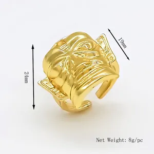 Gold ribbed chunky open ring with a hollow pumpkin design for a bold street style look
