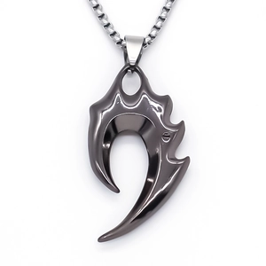 Collana punk minimalista con ciondolo a forma di artiglio fiamma grigio scuro e catena