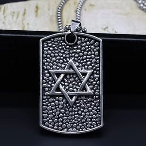 Retro Legierung Geometrischer Quadratischer Anhänger Halskette Für Herren Damen Geprägte Hexagramm Stern Von David Unisex Punk Schmuck