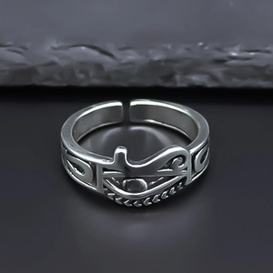 Retro Ancient Egyptian Eye Of Horus Ankh Totem Adjustable Open Ring Alloy Silver Plated Punk Gothic Finger Jewelry Gift