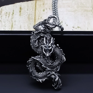 Vintage Dragon Pendant Necklace Retro Alloy Electroplated Box Chain Hip Hop Streetwear Men Women Neck Jewelry Gift
