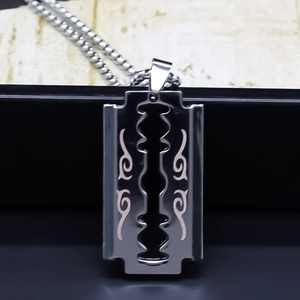 Hip Hop Razor Blade Pendant Necklace Geometric Alloy Electroplated Streetwear Style Unisex Jewelry Punk Fashion Gift