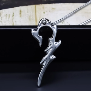 Unisex Abstraktes Flammen Totem Legierung Anhänger Halskette Silber Box Kette Y2K Hip Hop Punk Stil Mode Schmuck Geschenk