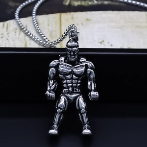 Bodybuilder Muscle Man Pendant Necklace Alloy Electroplated Retro Gym Fitness Sports Style Fashion Men Women Jewelry