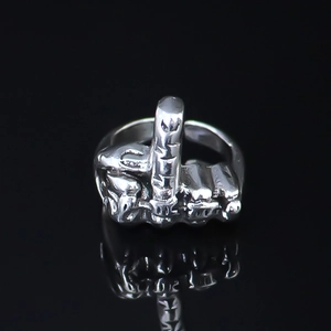 Retro Hip Hop Alloy Middle Finger Hand Gesture Adjustable Open Ring For Men Punk Personalized Trendy Statement Jewelry Gift
