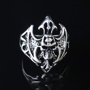 Bague Réglable Crâne Chauve-souris Gothique Hommes Femmes Alliage Vintage Punk Hip Hop Bague Bijoux Halloween Cadeau