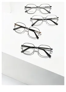 Polygonal stainless steel glasses frames in black silver gold and bronze finishes