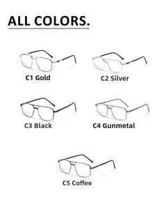 Business style square stainless steel glasses frames in five different metallic colors