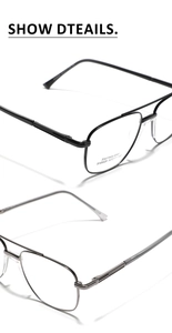 Macro detail of SA8609 stainless steel glasses frame with double bridge design
