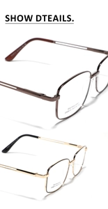 Detail of square stainless steel frames SA8610 showing bronze and gold-black metal finishes