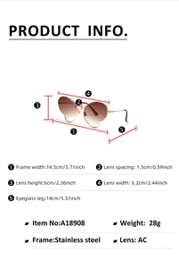 Guide des tailles détaillé pour lunettes papillon avec mesures de monture et de verres