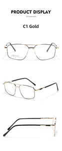 Macro details of gold stainless steel glasses frames with retro double bridge design
