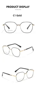 Multiple views of SA8627 irregular geometric stainless steel frames in gold and black