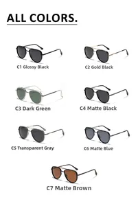 Selection of multi-colored TR90 aviator polarized sunglasses with classic metal double bridge