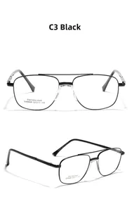 Macro detail of black stainless steel aviator frame with double bridge and saddle nose pads
