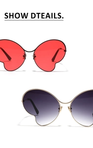 Détails de lunettes papillon en métal avec verres dégradés rouge et violet